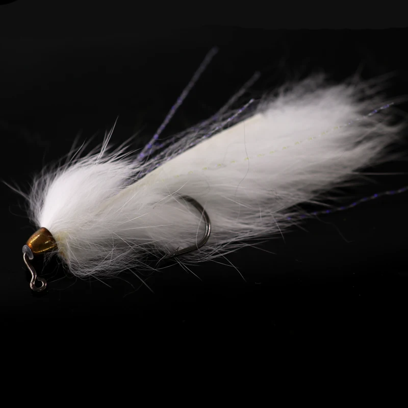3PCS  Green Black White Cone Copper Bead Head Bass Pike Streamer Fly Trout Flies For Fishing Fly Lures 1/0  Aberdeen Jig Hook
