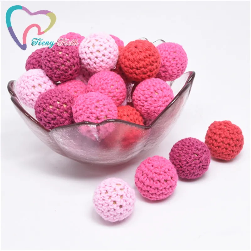 

50 PCS Round 16-20MM Wooden Teether Crochet Beads Chewable Nursing Necklace Teething Beads Baby Teether Knitting Beads Children