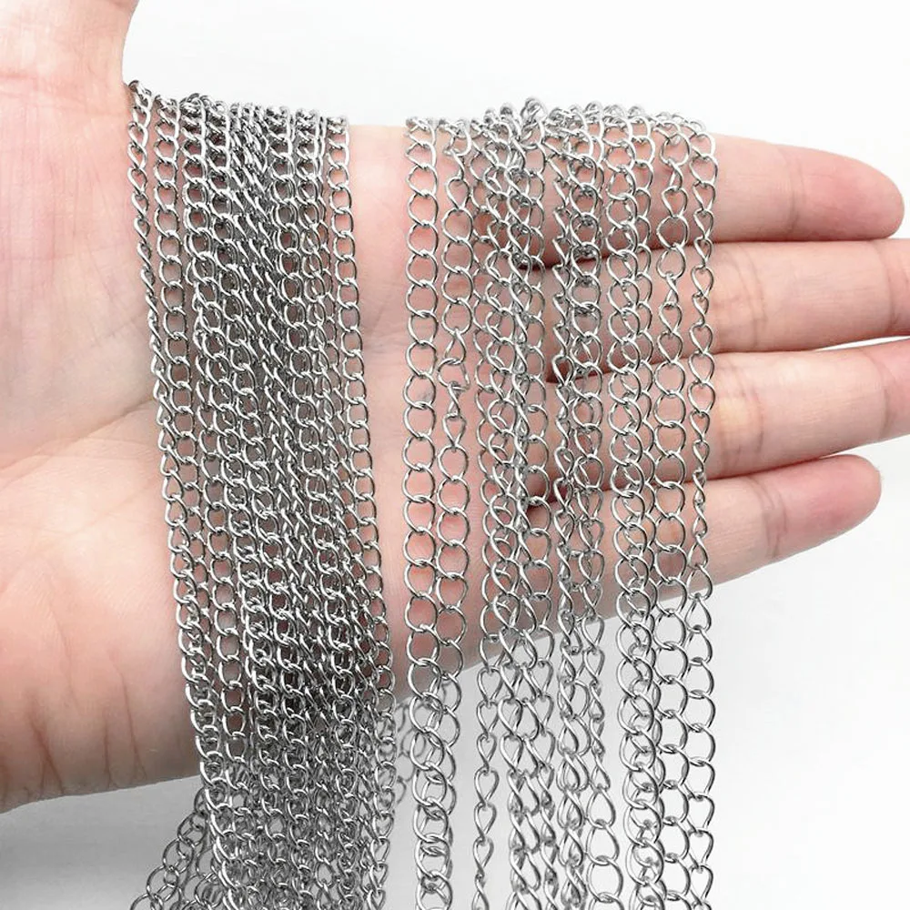 1M/Lot Stainless Steel Bracelet Extension Tail Chain Bulk Necklace Extender Width 2.5/3/4mm For DIY Jewelry Making