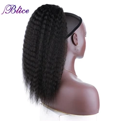 Rabo de cavalo reto perversos do Blice-Afro para mulheres, extensões sintéticas do cabelo, cor pura, cordão, fibra macia, 16-22