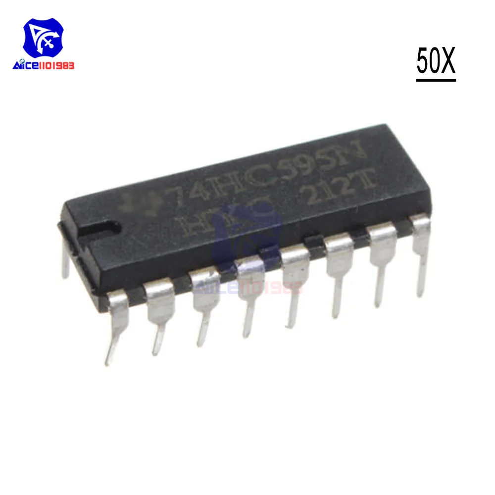 diymor 50PCS/Lot IC Chips SN74HC595N 74HC595 74HC595N HC595 DIP-16 8 Bit Shift Register Integrated Circuits