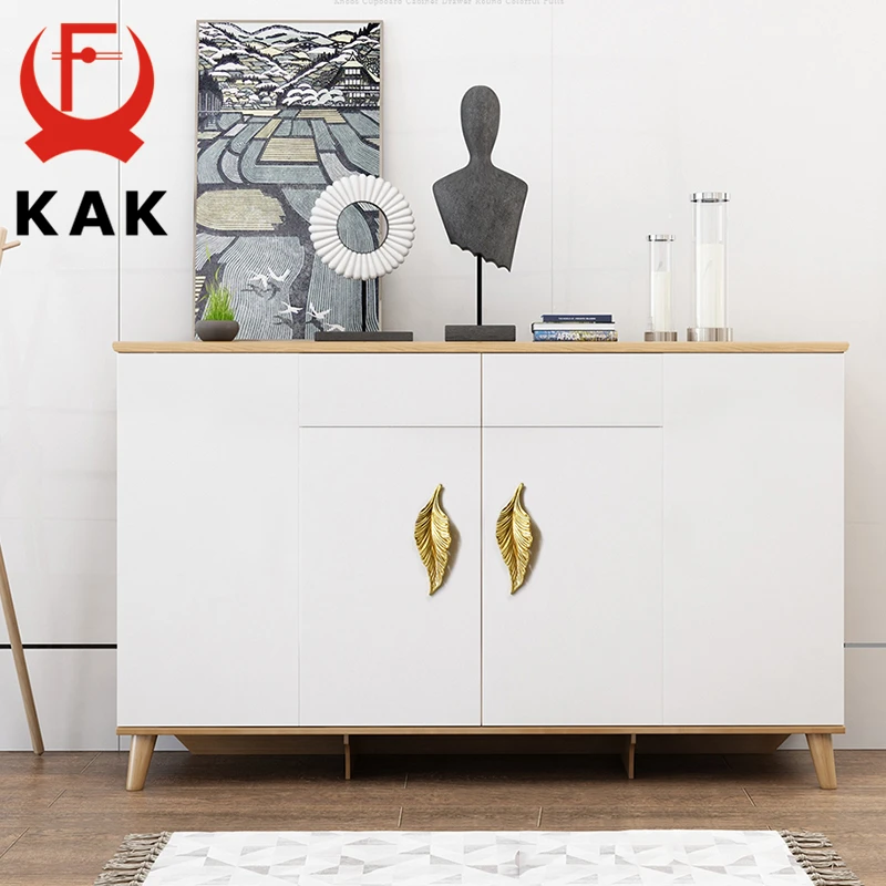 KAK Novelty Black Gold Leaves Creative Cabinet Drawer knobs Handles Wardrobe Door handles Furniture Handles Furniture Hardware
