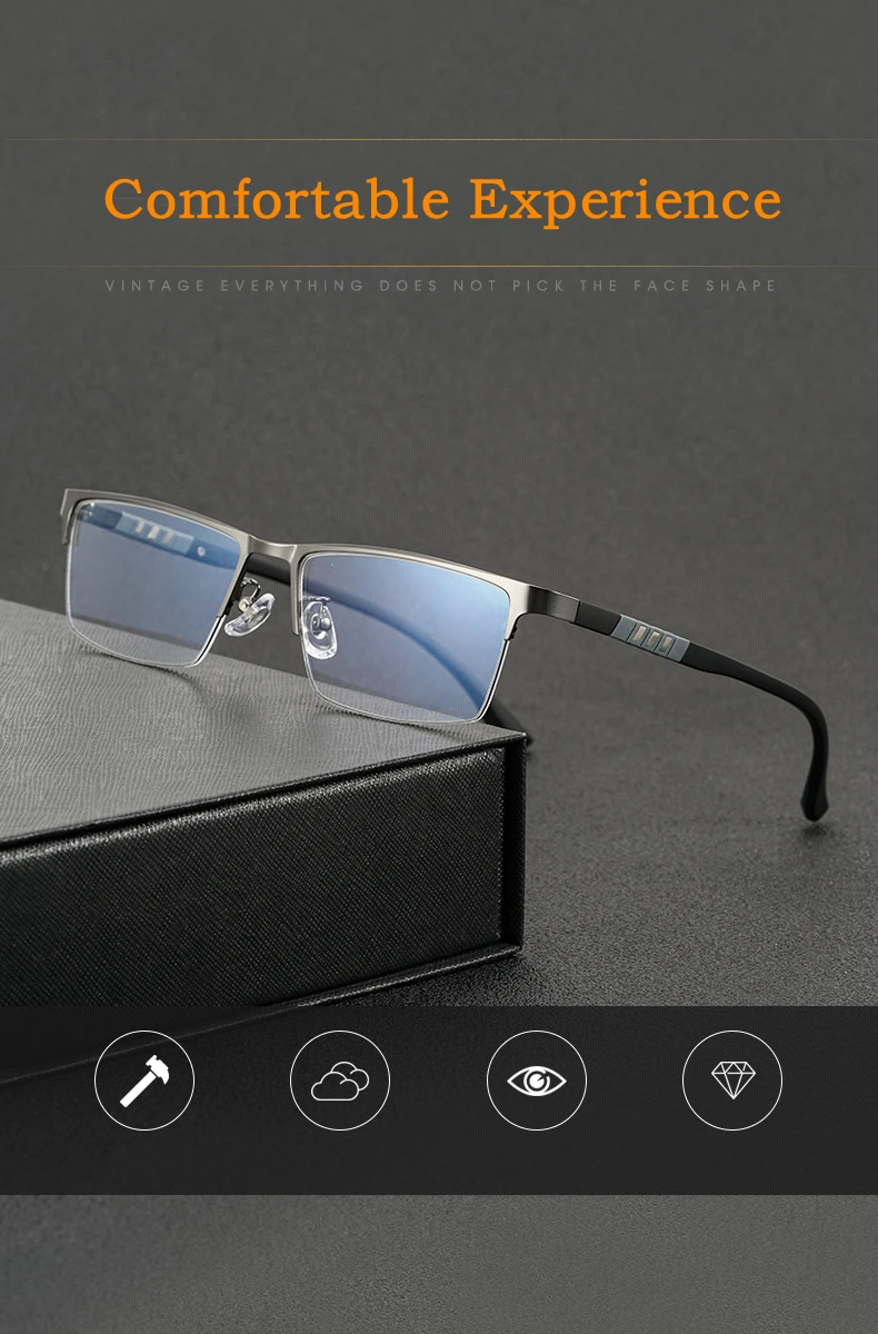 YIMARUILI Business Ultraleicht Titan Legierung Brillen Rahmen Myopie Fashio Optische Verordnung Halb Rahmen Brillen Männer P9806 – Detail 2