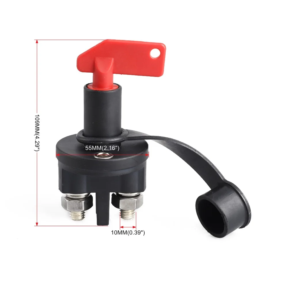 Red Key Cut Off Battery Main Kill Switch Vehicle Car Modified Isolator Disconnector Car Power Switch 12V 24V For Auto Truck Boat