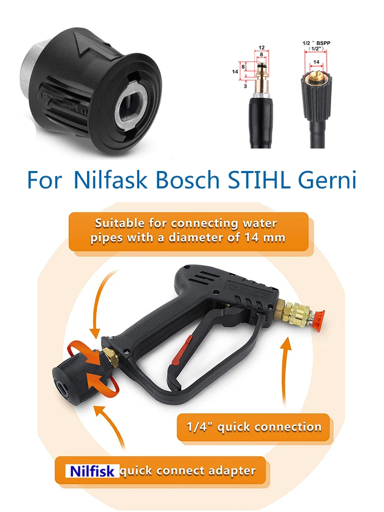 For Nilfisk Stihl BOSCH High Pressure Washer Outlet Hose Adaptor Connecter Spray Water Gun Car Wash Hose Joint Accessories