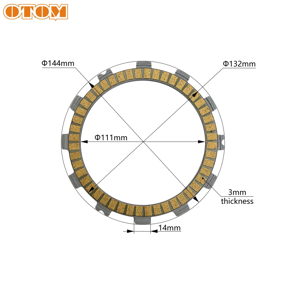 OTOM 7 Pieces Motorcycle Engine Part Clutch Friction Plates Kit 111mm Fibrous Of Paper Composite Disc For KTM EXC SX XCW 250 525