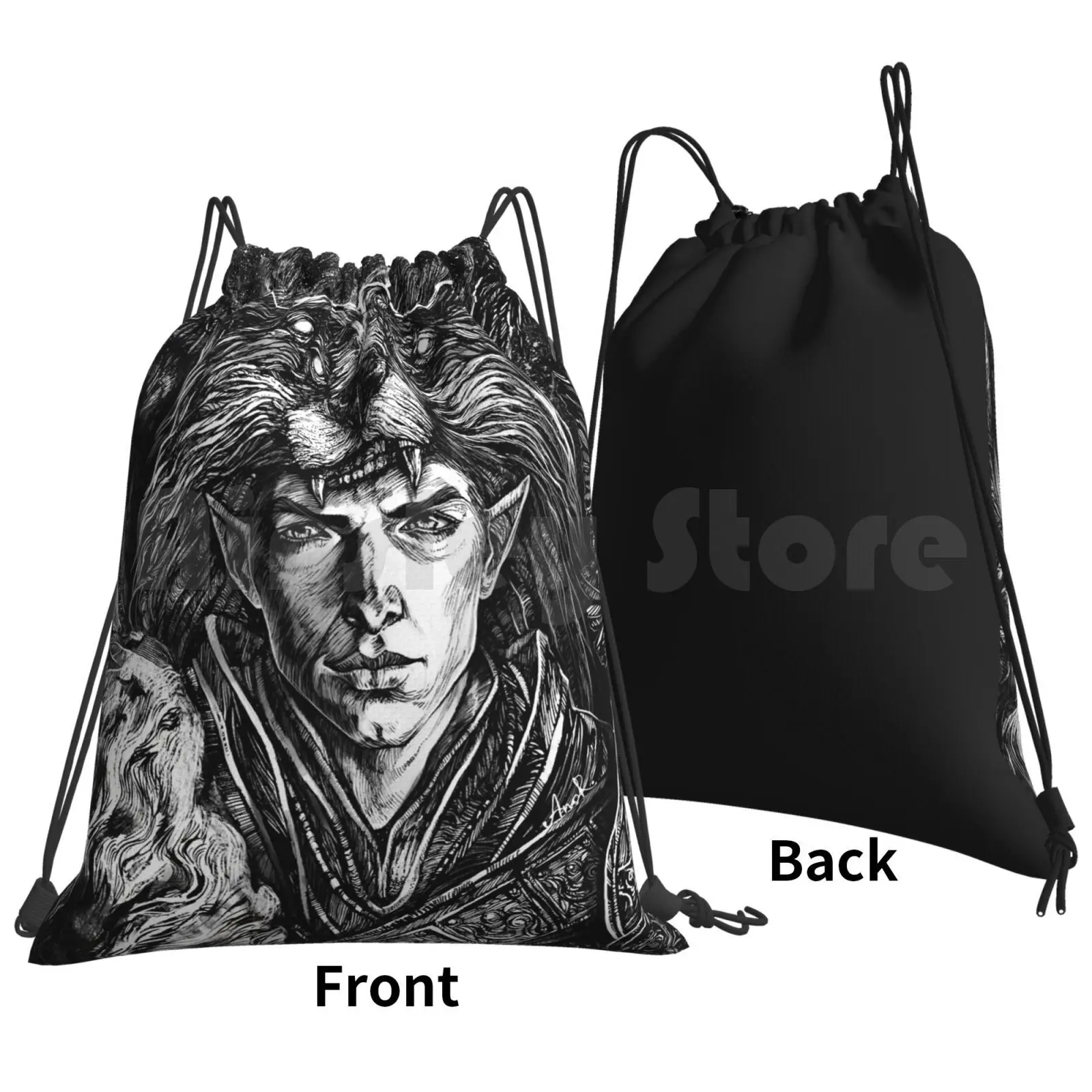 The Trespasser-Dragon Age Backpack Drawstring Bag Riding Climbing Gym Bag Solas Dragon Age Game Rpg Dragon Age Inquisition