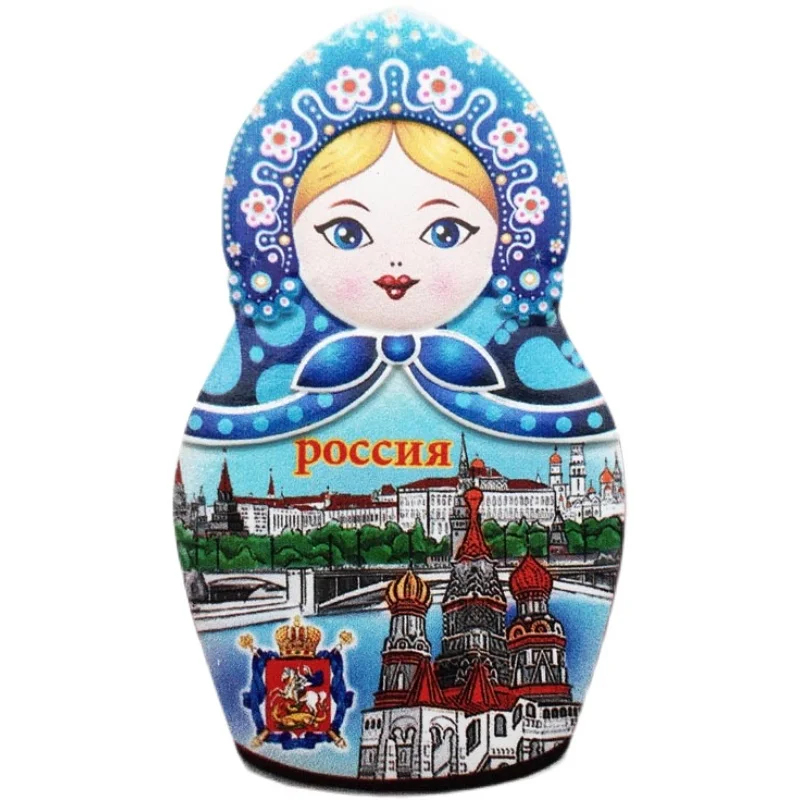 Russia Matryoshka Doll Tourist Souvenir Fridge Magnets Decoration Articles Handicraft Magnetic Refrigerator Collection Gifts