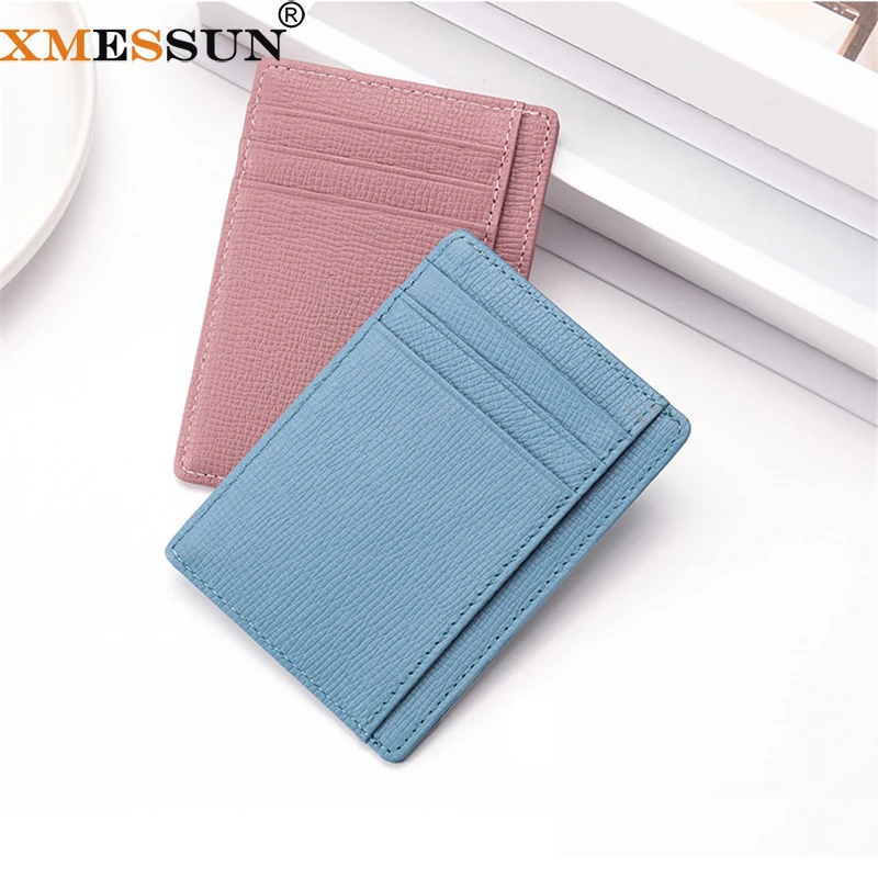 XMESSUN New Trendy Genuine Leather ID Card Holder Bag Fashion Design Cows Leather Card Pack Handmade Slim Wallet Coin Purse ins