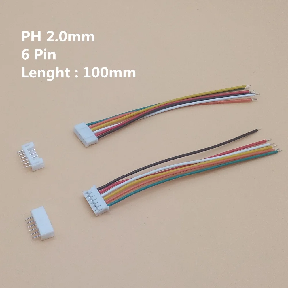 10Sets PH2.0 Mini Micro JST 2.0 PH Male Female Connector 2/3/4/5/6/7/8/9/10-Pin Plug With Terminal Wires Cables 100MM 26AWG 10cm