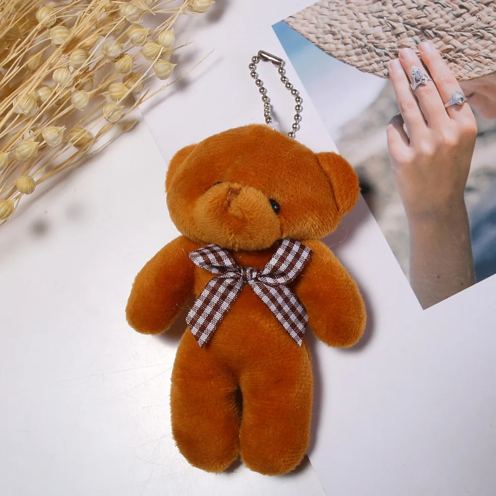 50PCS 2019 Cute Soft Plush Stuffed Mini Brown Ribbon Teddy Bear Toys Kids Toy Doll for Bouquet 12cm DIY Gift For Girl Friend