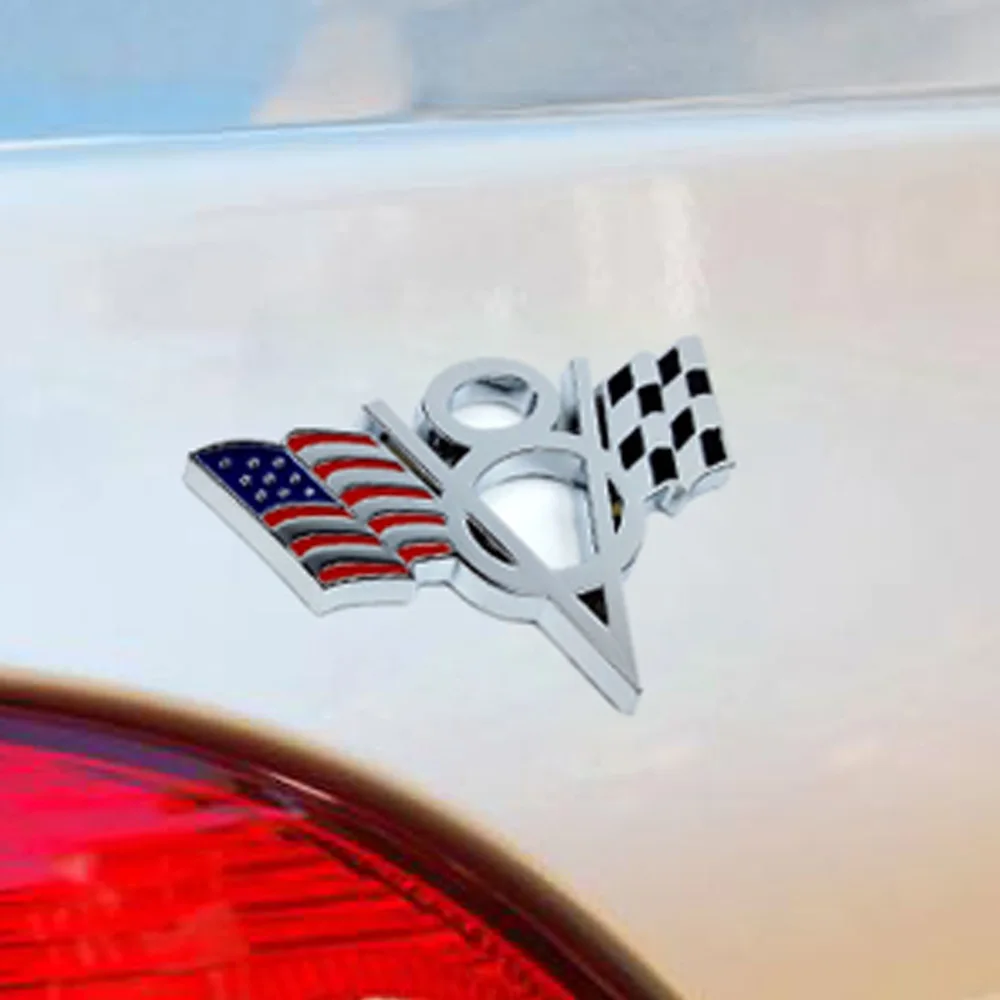 Dsycar 3D Metal V8 US Flag Moto Car Sticker Logo Emblem Badge Car Styling for Fiat Bmw Ford Lada Audi Opel Skoda Toyota Lifan VW