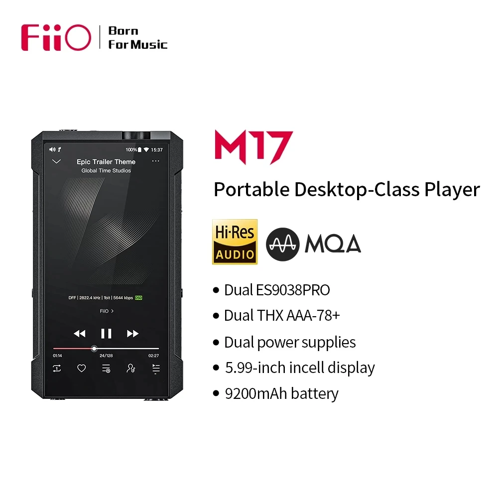 ( Free 64G TF Card )+ FiiO M17 hifi player portable MP3 lossless music Android Bluetooth WiFi balanced DSD decoding ty