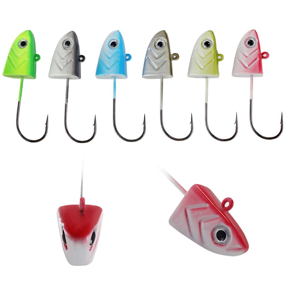 FISH KING 2PCS Jig Head Fishing Hook 3D Eyes 5g 10g 12g 25g Jigging Soft Lure Hook Silicone Bait Worm Hook Fishing Accessories