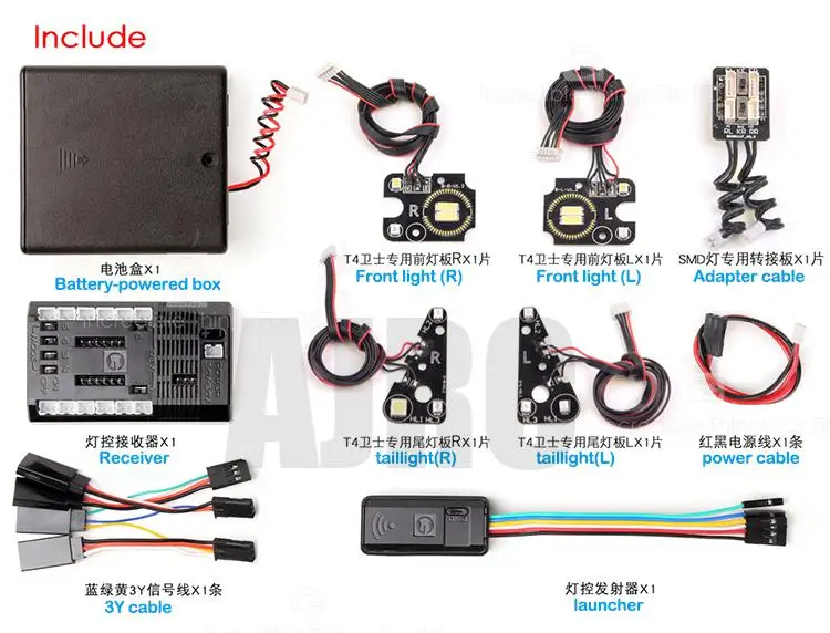 Faros inalámbricos Bluetooth para Trx-4 Defender, luces de circulación diurna, luces de giro, luces de marcha atrás