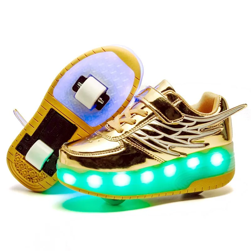 2023 Roller Skates USB Charge Child Sneakers Boy Girls Gift Led Light Shoes With 2 Wheels Convertible Sport Flying Shoes Flash