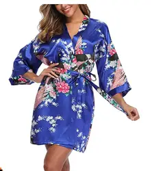 Floral satin supper soft robe wedding bridal party gift robe lady night gown sleepwear bath robe bridesmaid robes WQ79