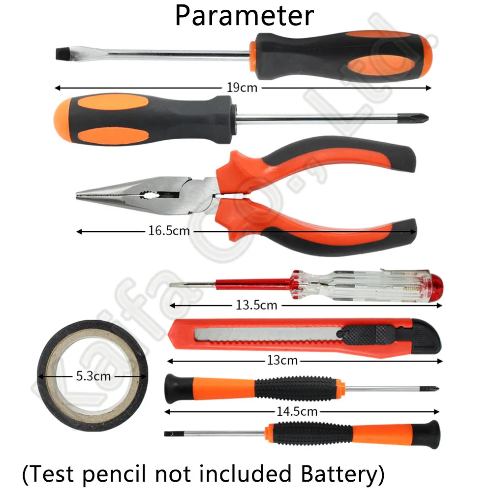 9PCS/BOX Hand Tool Set General Household Repair Hand Tool Kit With Plastic Toolbox Wrench Screwdriver