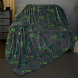 Warm Blanket Fluffy 150x200cm Cartoon Dinosaur Sofa  Bed Plaid for Kids Luminous Bedspread Small Cute Funny Christmas Gifts
