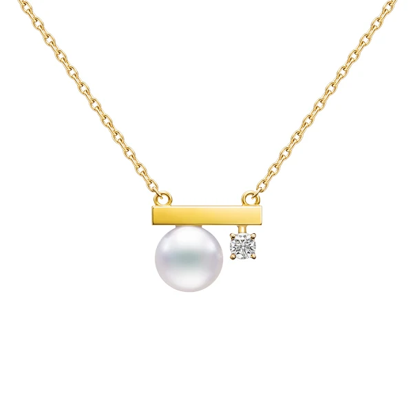 

Kurshuni Fashion Pearl Pendant Necklace Piercing For Women Real Gold Plating Cubic Zircon Jewelry On The Neck Japan Design Gifts