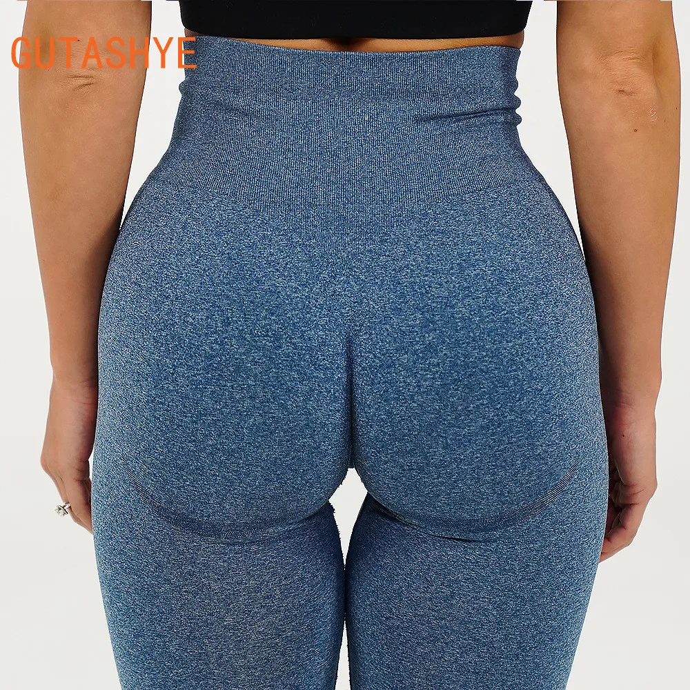 Sportowe bezszwowe legginsy Booty damskie rรณลผowe elastyczne wysokiej talii kontrola brzucha siลownia legginsy Fitness obcisลe spodnie do jogi botki