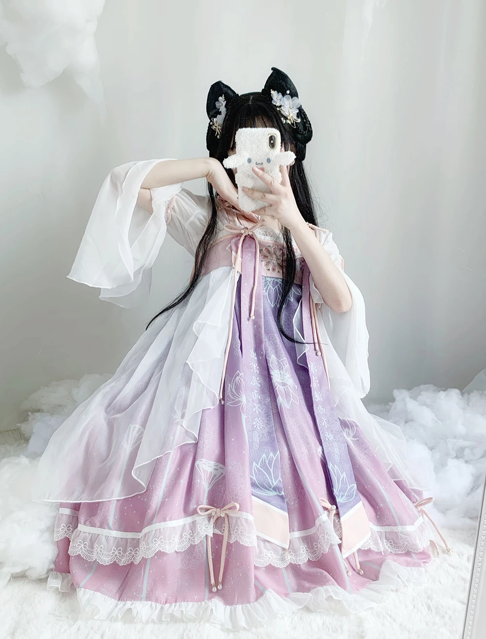 Robe Lolita de tous les jours, Style chinois japonais, éléments Han, aialian JSK, écharpe, vêtements de fée kawaii