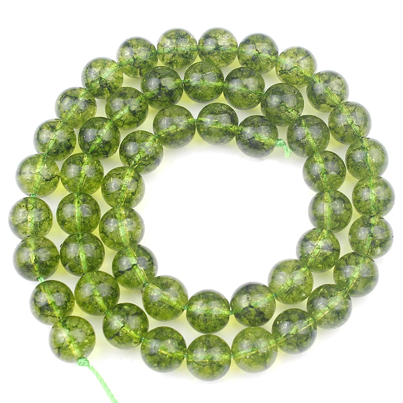 Green Peridot Stone Beads Round Loose Rondelle Beads For Jewelry Making Natural Crystal Bead DIY Charm Bracelet 6 8 10mm 15\