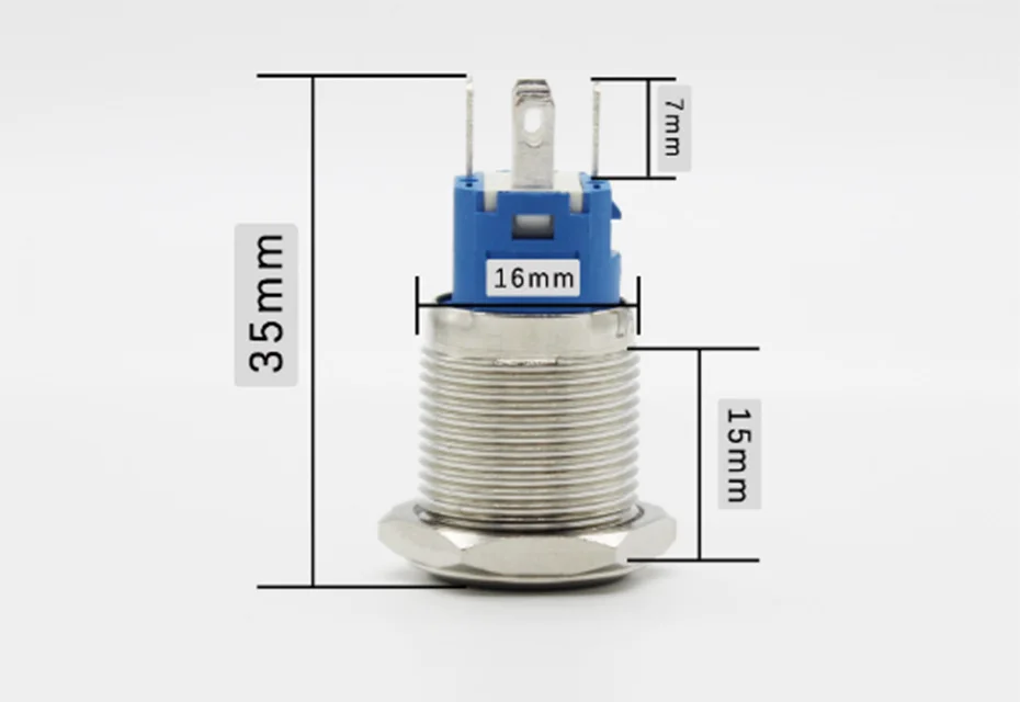 16mm Waterproof Metal Push Button Switch LED Light Momentary Latching Car Engine Power Switch 6V 12V 24V 220V Metal switch