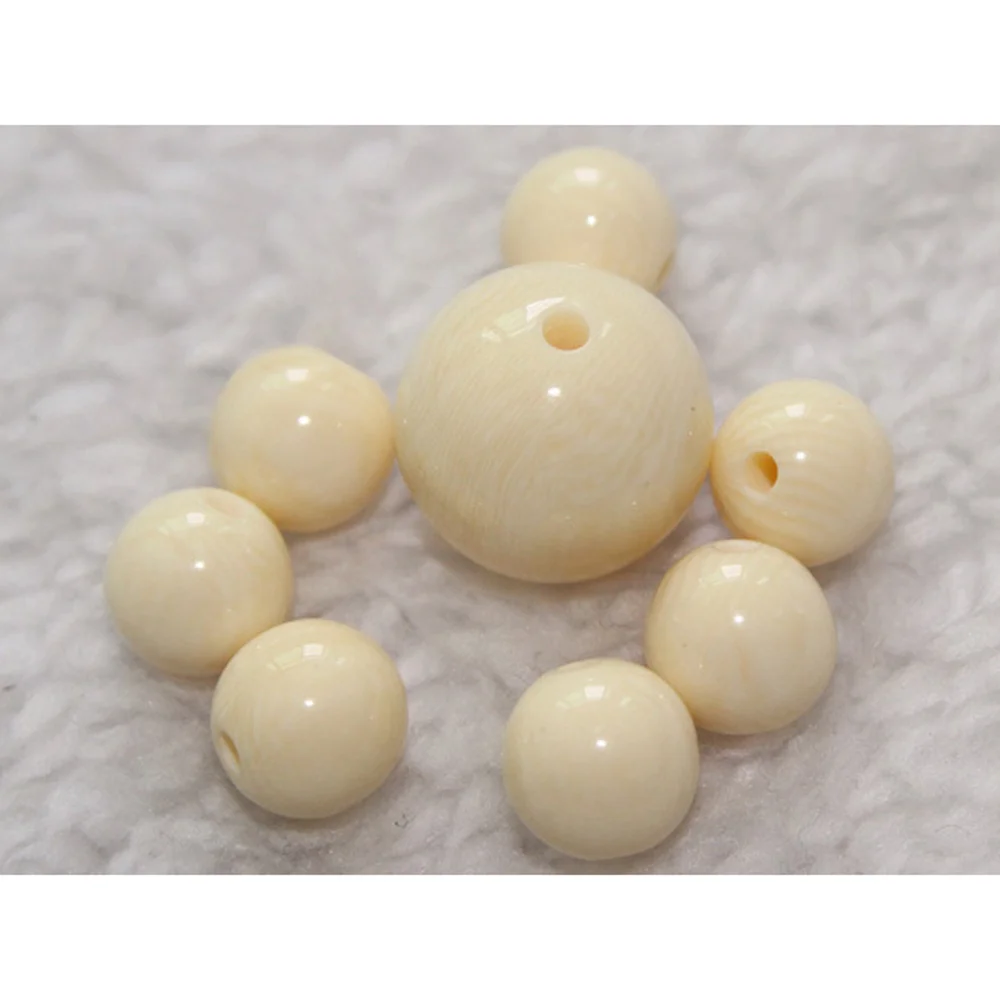 5mm 6mm 8mm 10mm 12mm 14mm 16mm 18~50mm Beige White Color Round Resin Loose Beads Wholesale Lot for DIY Crafts Jewelry Making