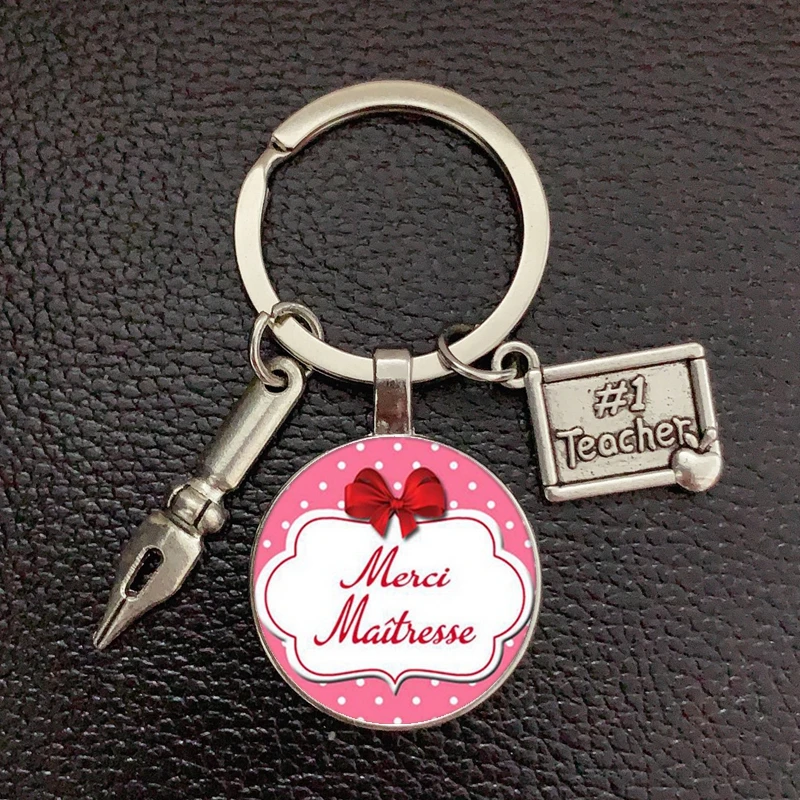 المعلم المفاتيح الزجاج نمط رسائل شكرا لك المعلم حلقة رئيسية المعلم هدية عيد الوقت جوهرة الزجاج حامل سلسلة مفاتيح