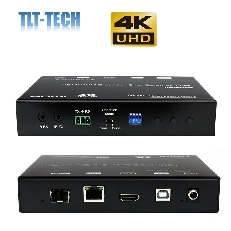 Une paire d'extension HDMI 4K KVM/contrôleur mural vidéo sur un seul câble Cat5e/6 jusqu'à 390 pieds/Fiber optique jusqu'à 37 miles