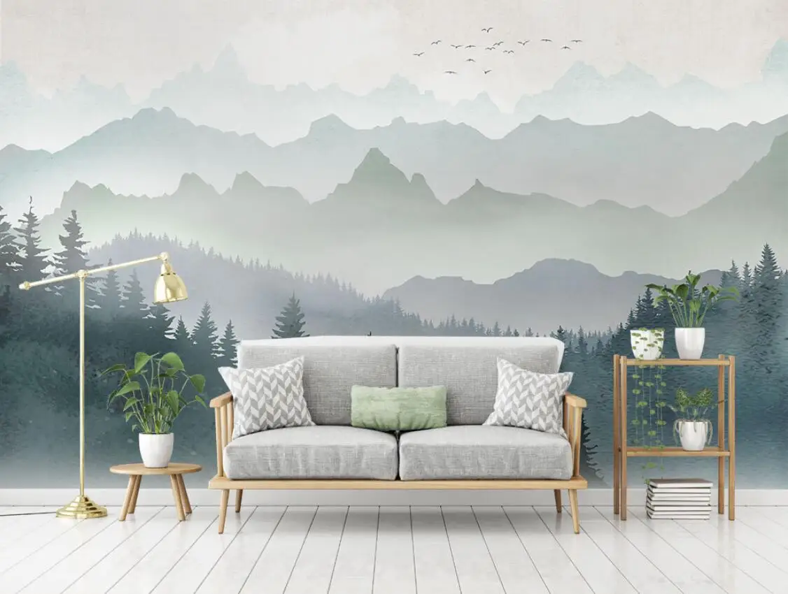 beibehang Custom Modern wallpaper geometric mountain peak forest TV background 3D wall paper Living Room Bedroom TV Background