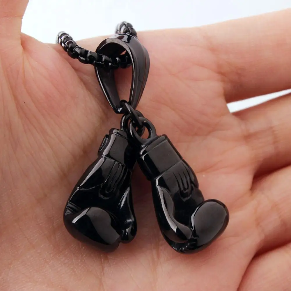 

Boxing Gloves Pendant Necklace for Men 316L Stainless Steel Necklace with free Box Chain Jewelry Christmas Gift
