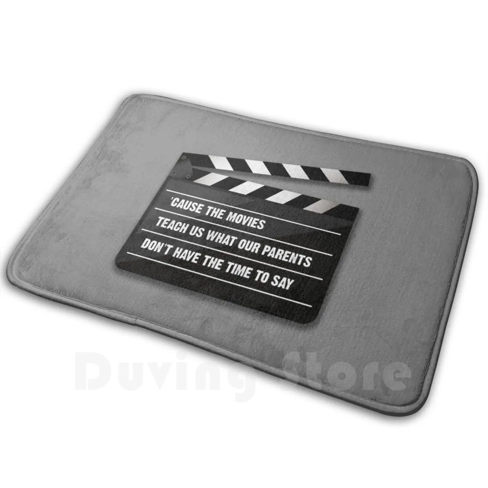 Movies Mat Rug Carpet Anti-Slip Floor Mats Bedroom Movies Cinema Take Sign Black White Chalk Parents Teach Teacher Learning Fun