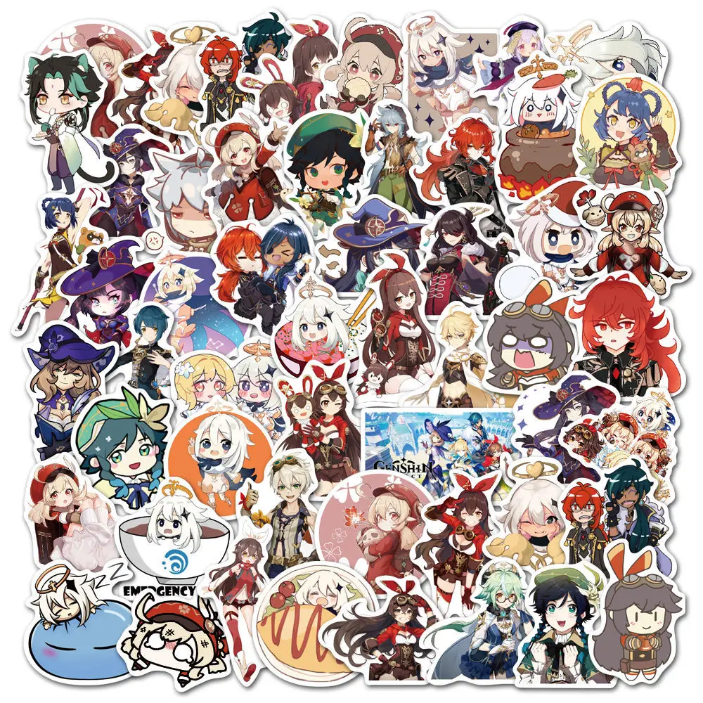 50/Bag Game Genshin Impact Cosplay Props Project Anime Cartoon DIY Stickers Waterproof Graffiti Pictures Xmas Decorations Set