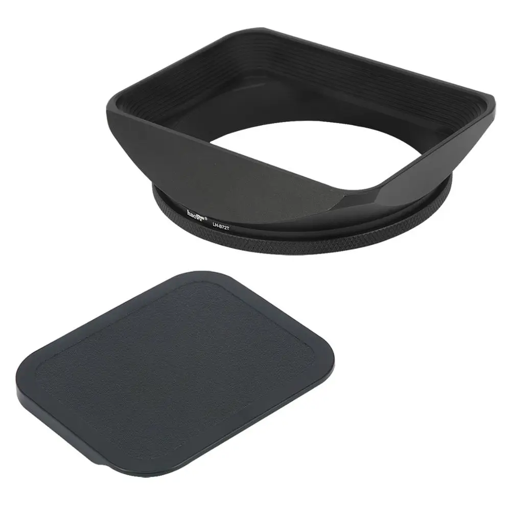 Haoge 72mm Square Metal Lens Hood with Cap for 72mm Canon Nikon Leica Zeiss Nikkor Fuji Lens and 72mm Filter Thread Lens