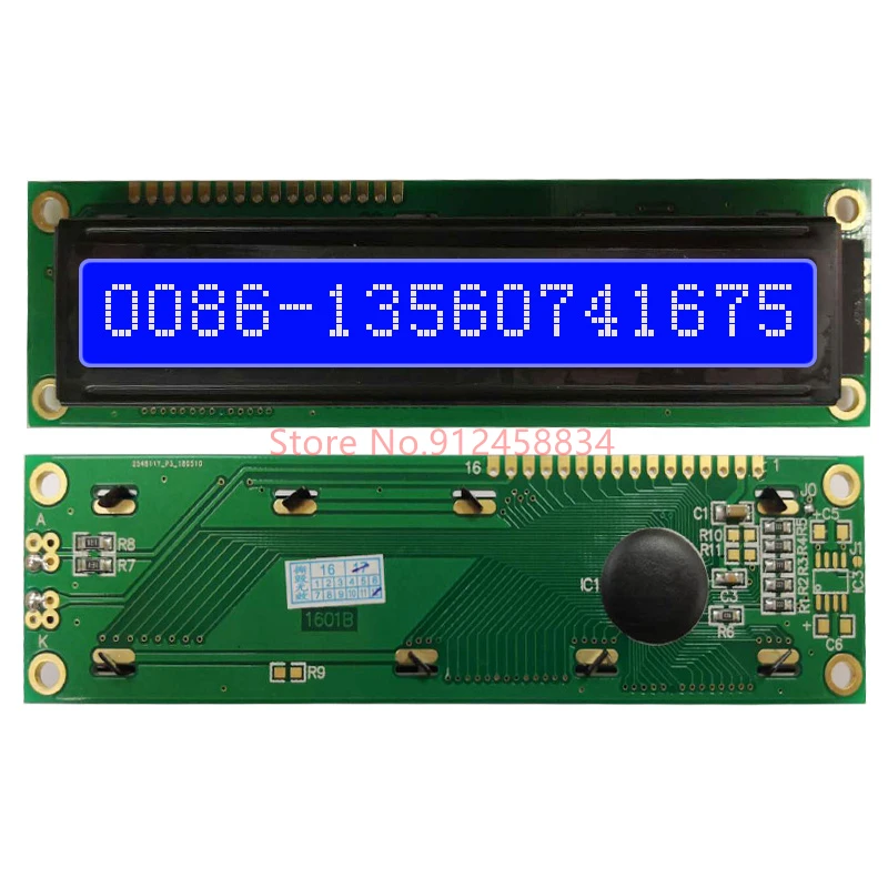 1601 Módulo de pantalla Lcd 16x1 80x36mm, azul o verde