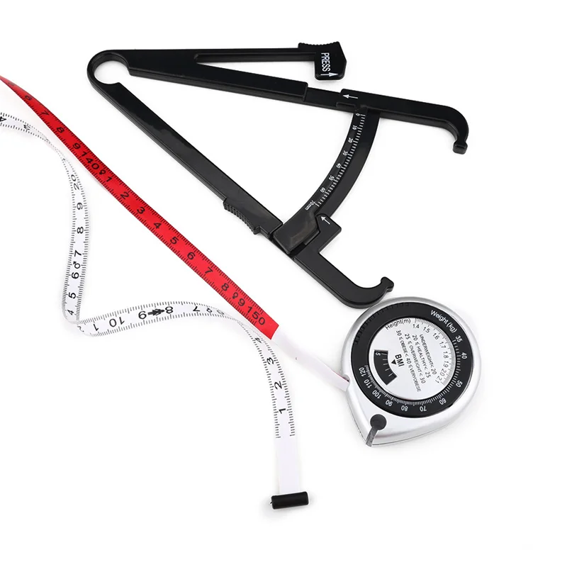 WINTAPE 2ชิ้น/เซ็ต Health Care Skinfold Body Fat Caliper มินิไม้บรรทัดแบนเซนติเมตรเมตรเย็บวัด150M 60นิ้ว