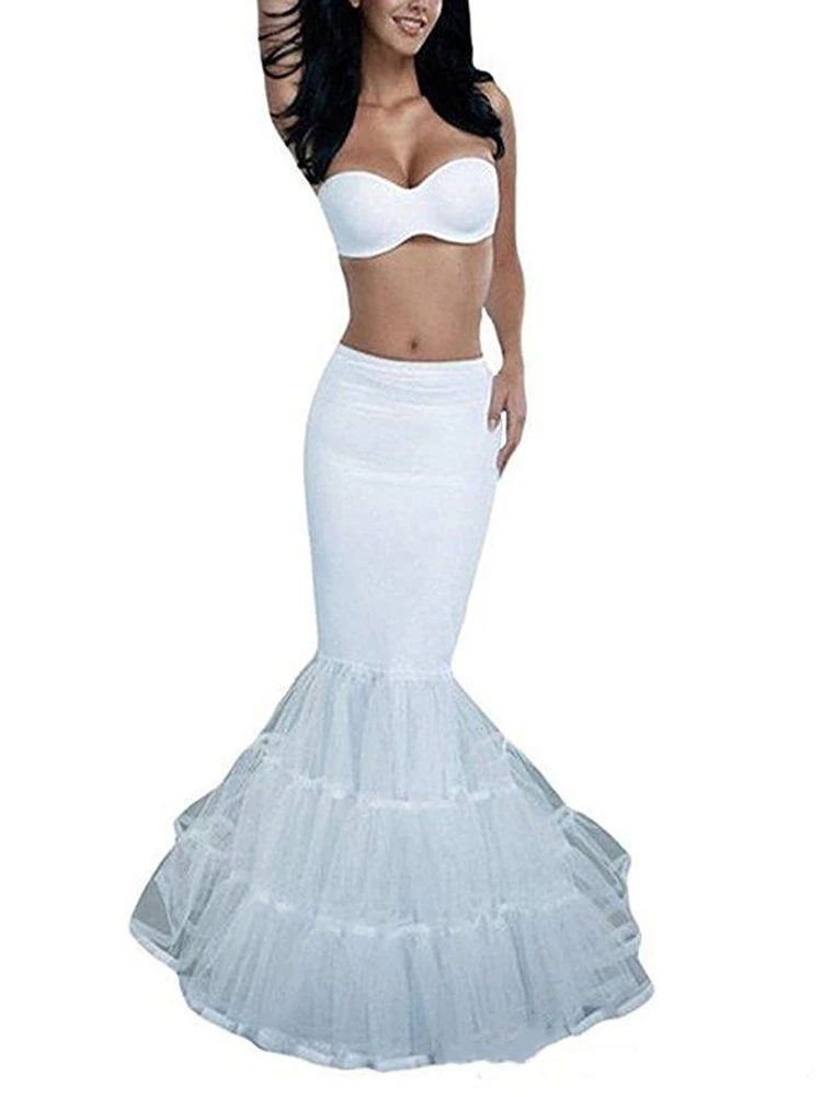 White Mermaid Bridal Crinoline Wedding Petticoat Slip Ruffle UnderSkirt Fishtail Petticoat for Special Occasion Dress