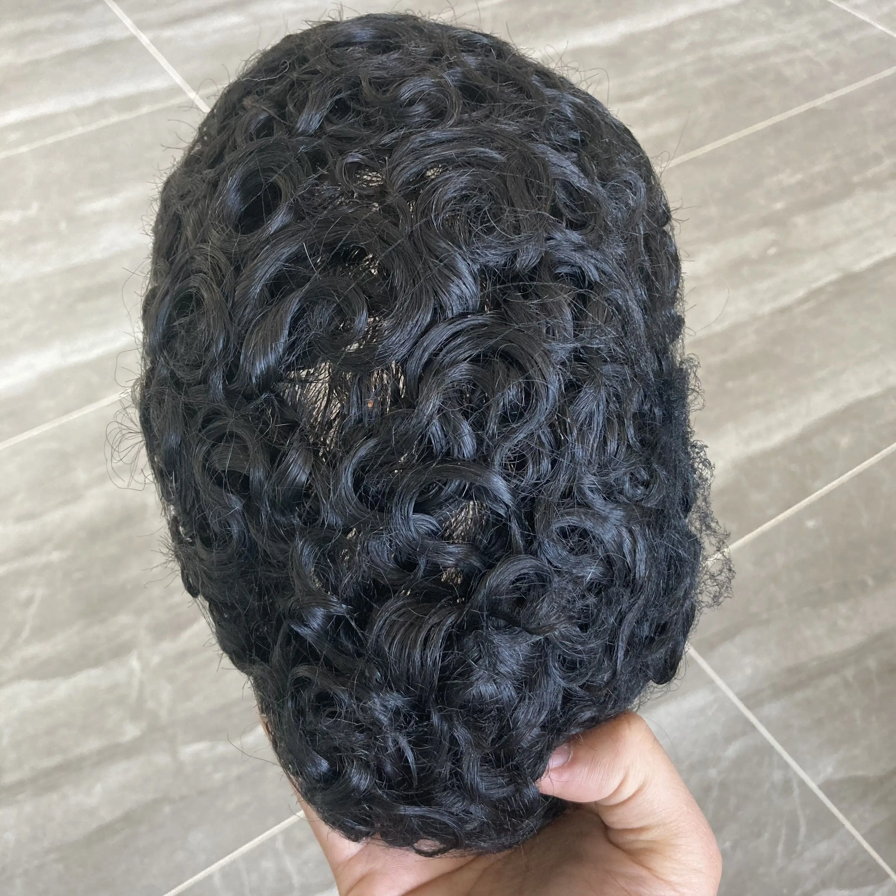 男性用ヘア交換システム,トーピー,ナチュラル,20mm,波状,合成皮革,かつら