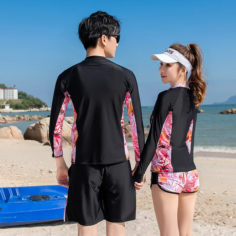 Women Rash Guard Long Sleeve Swimsuits UV Sun Swim Shirt Leggings Bathing Suit with Bikini Pants Boyshort Bottom