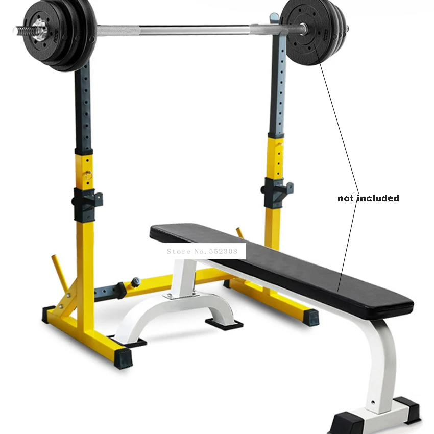 One-Piece Barbell Squat Rack Stand Steel Barbell Stand Weight Lifting Adjustable Height Barbell Frame Indoor Fitness Equipment