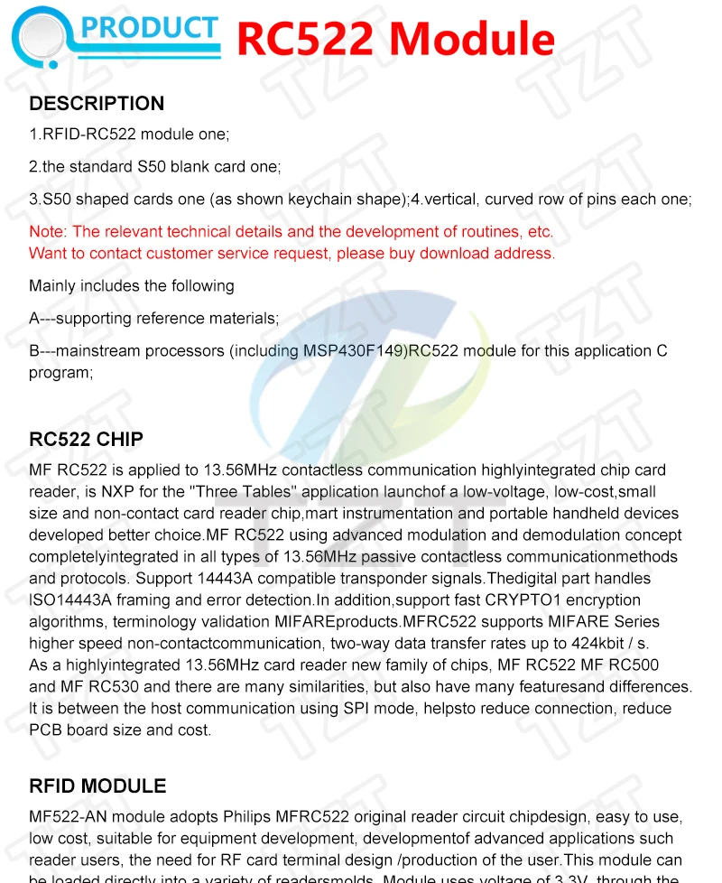 TZT RFID-Modul RC522 MFRC-522 RDM6300 PN532 Kits S50 13,56 MHz 125 kHz 6 cm mit Tags SPI Write & Read für Arduino Uno 2560 – Detail 3