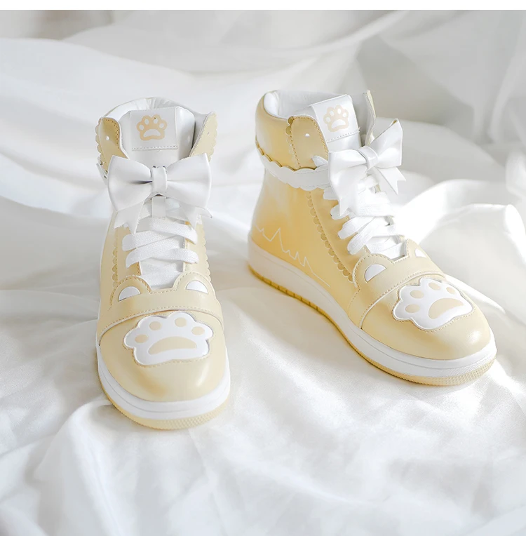 sweet student lolita Japanese shoes vintage round head lacing women shoes cute bowknot printing kawaii shoes loli cosplay