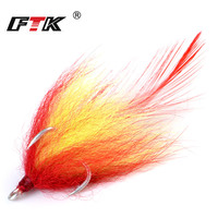 FTK Fishing Treble Hook Size 1#2#4#6# High Carbon Steel Hook With Colourful Fox Hair Triple Hook With Ribbon Fishing Tackle