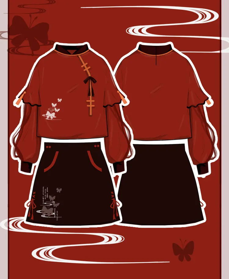 อะนิเมะ Tian Guan Ci Fu เย็บปักถักร้อยสั้นกระโปรง Xie Lian Hua Cheng คอสเพลย์เสื้อผ้าฤดูใบไม้ร่วงฤดูหนาวผู้หญิงสาวคริสต์มาสของขวัญ