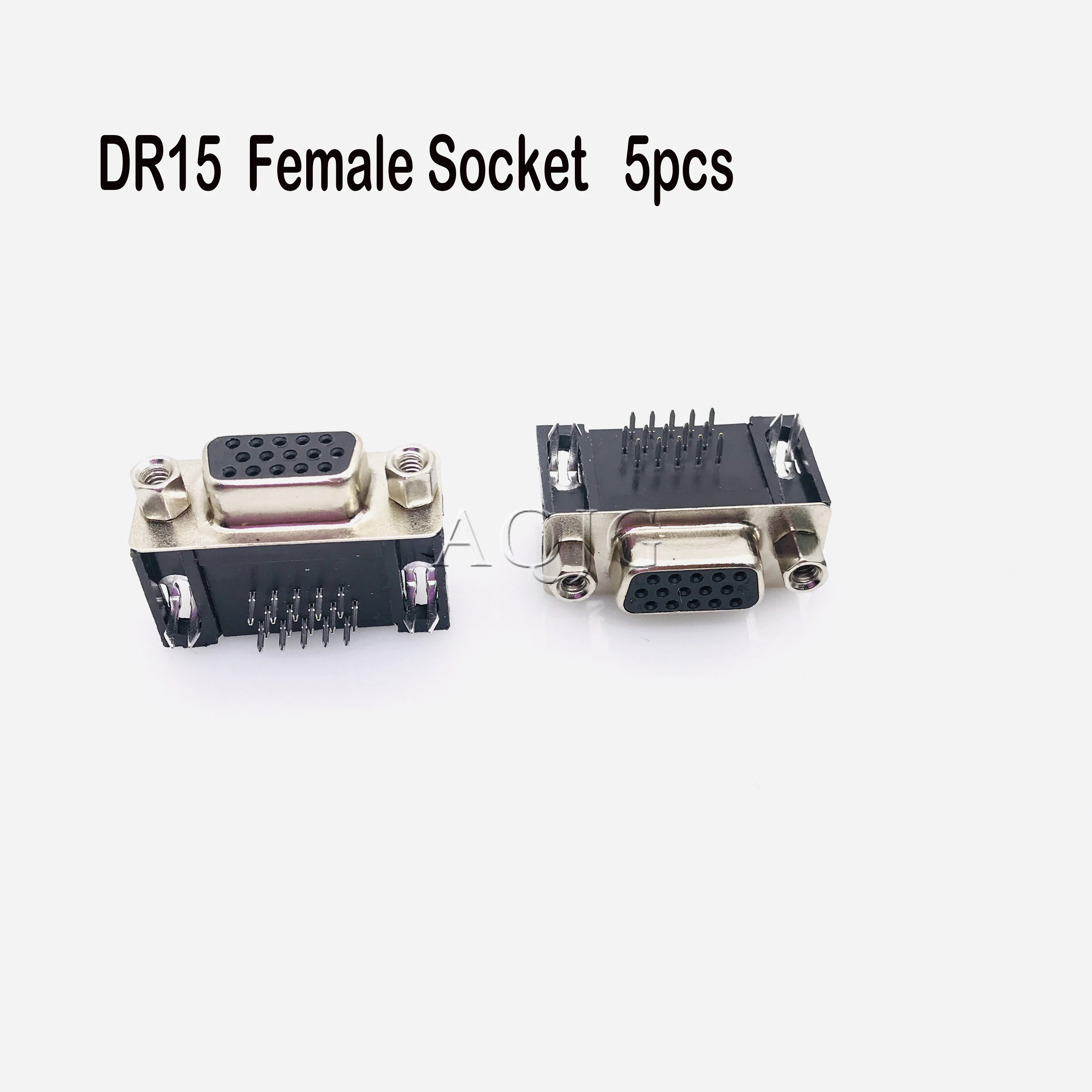 5PCS/LOT DB15 DR15 3Rows Blue Parallel Port 15 Pin D Sub Female 15 Way PCB 90 Degree Connector DB15 Socket Plug VGA Adapter