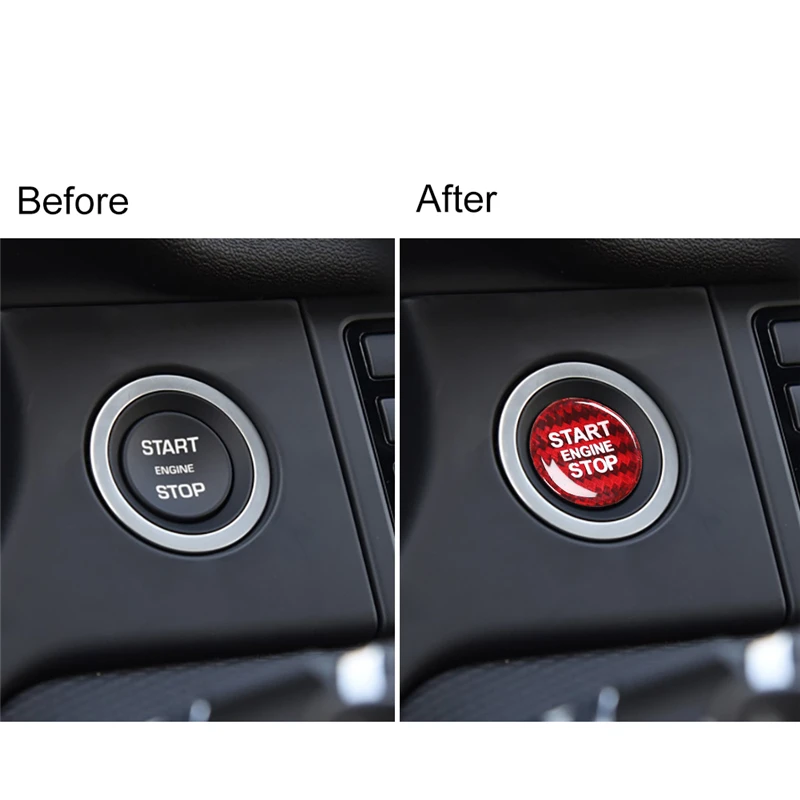 Car Accessories Carbon Fiber Start Stop Push Button For Land Rover Range Rover Evoque Discovery Sticker Cover