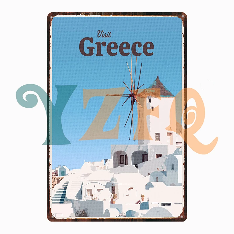 Travel Posters City Greece Tuscany Tin Sign Vintage Metal Board Decoration Living Room Bar Cafe Garage Gift Wholesale DU-12656B