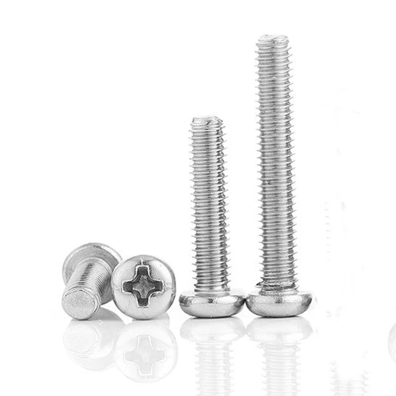 50Pcs M2 M2.5 M3 M4  ISO7045 DIN7985 GB818 304 Stainless Steel Cross Round Head Bolts Phillips Screws